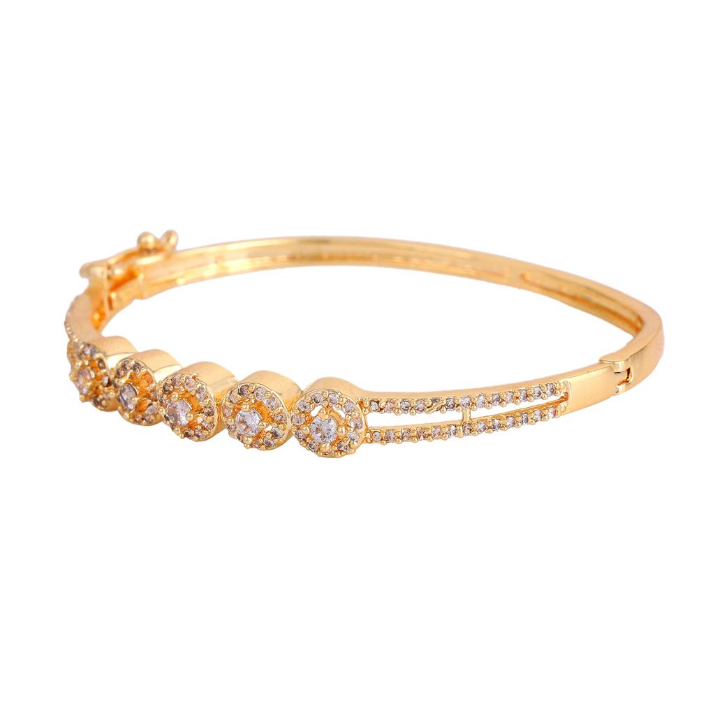 Delicate & Lightweight American Diamond Bracelet With Glossy Gold Plated For Women : AD-083-IGWEBR