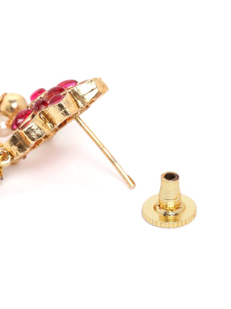 Â Gold Plated Floral Choker With Earrings Set : SATJS335RED