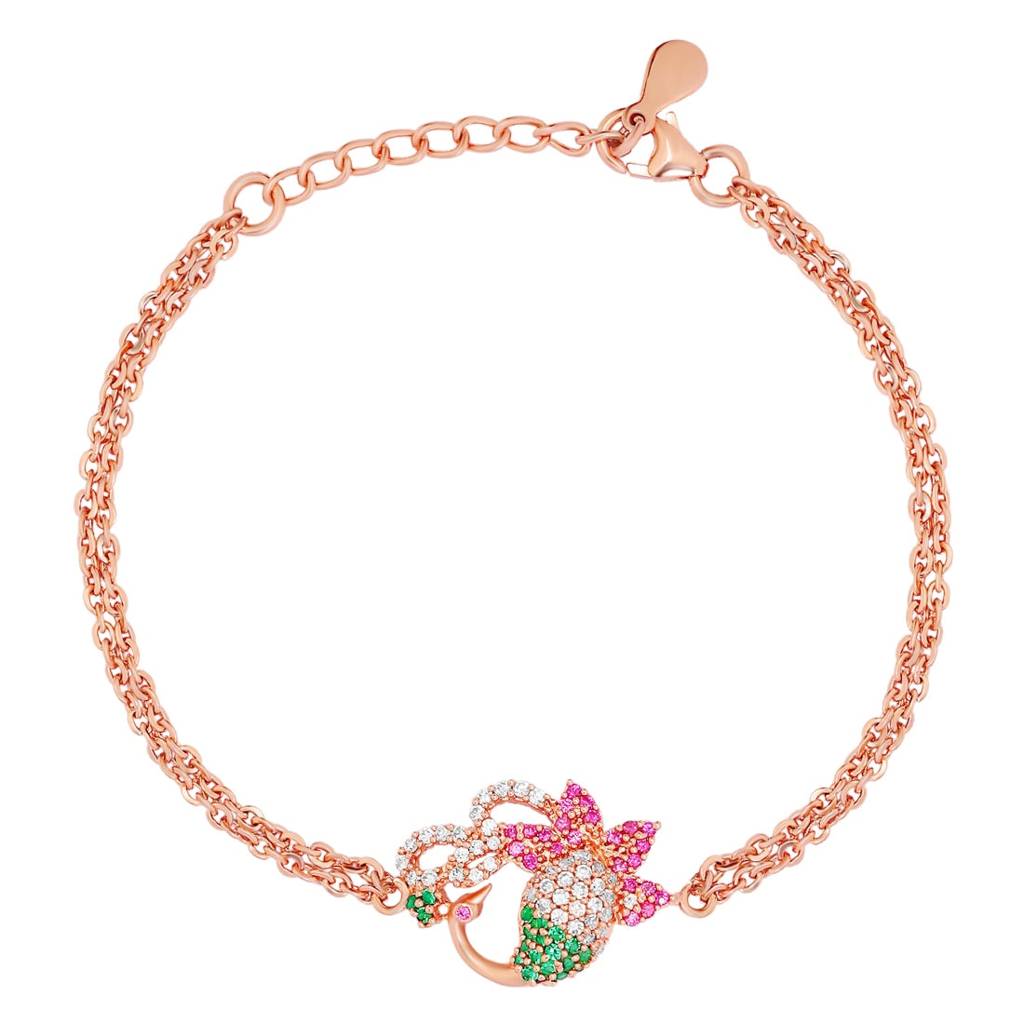Peacock Grace Rose Gold Plated 925 Sterling Silver Bracelet : BR-80422-RG