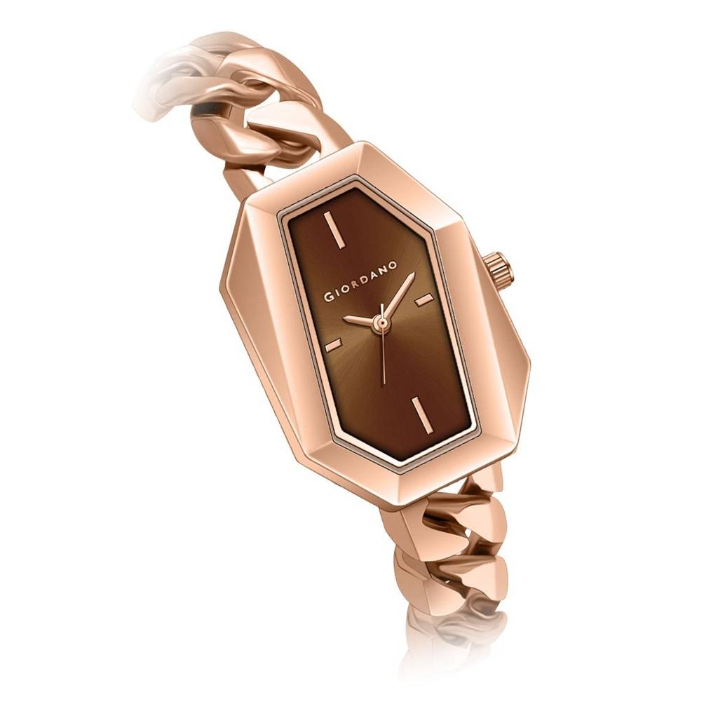 Giordano Stylish Analog Watch For Women Â Hexagon Dial, Trendy Chain Link Stainless Steel Strap, Elegant Dress : GZ-60122-11