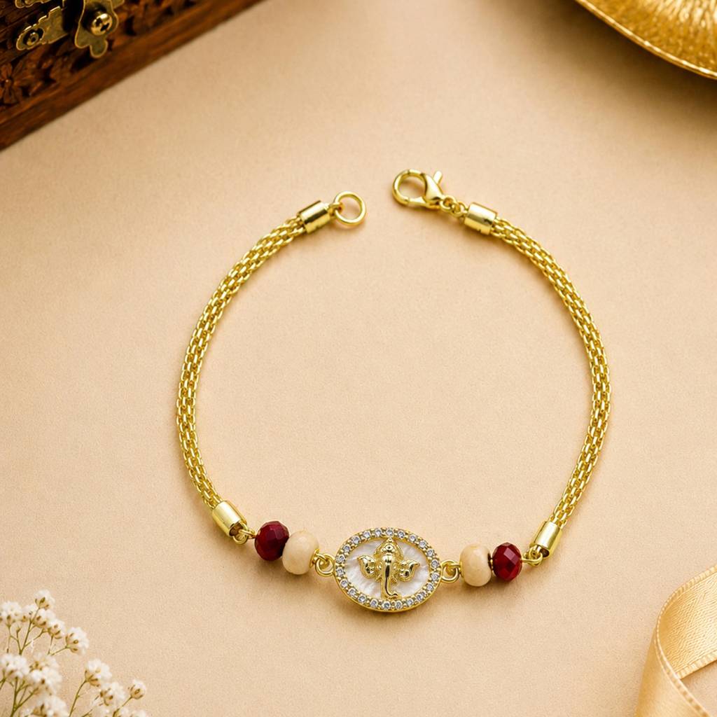 Premium Lord Ganesha Bracelet Rakhi For Brother : JW-HSPS60MB2264