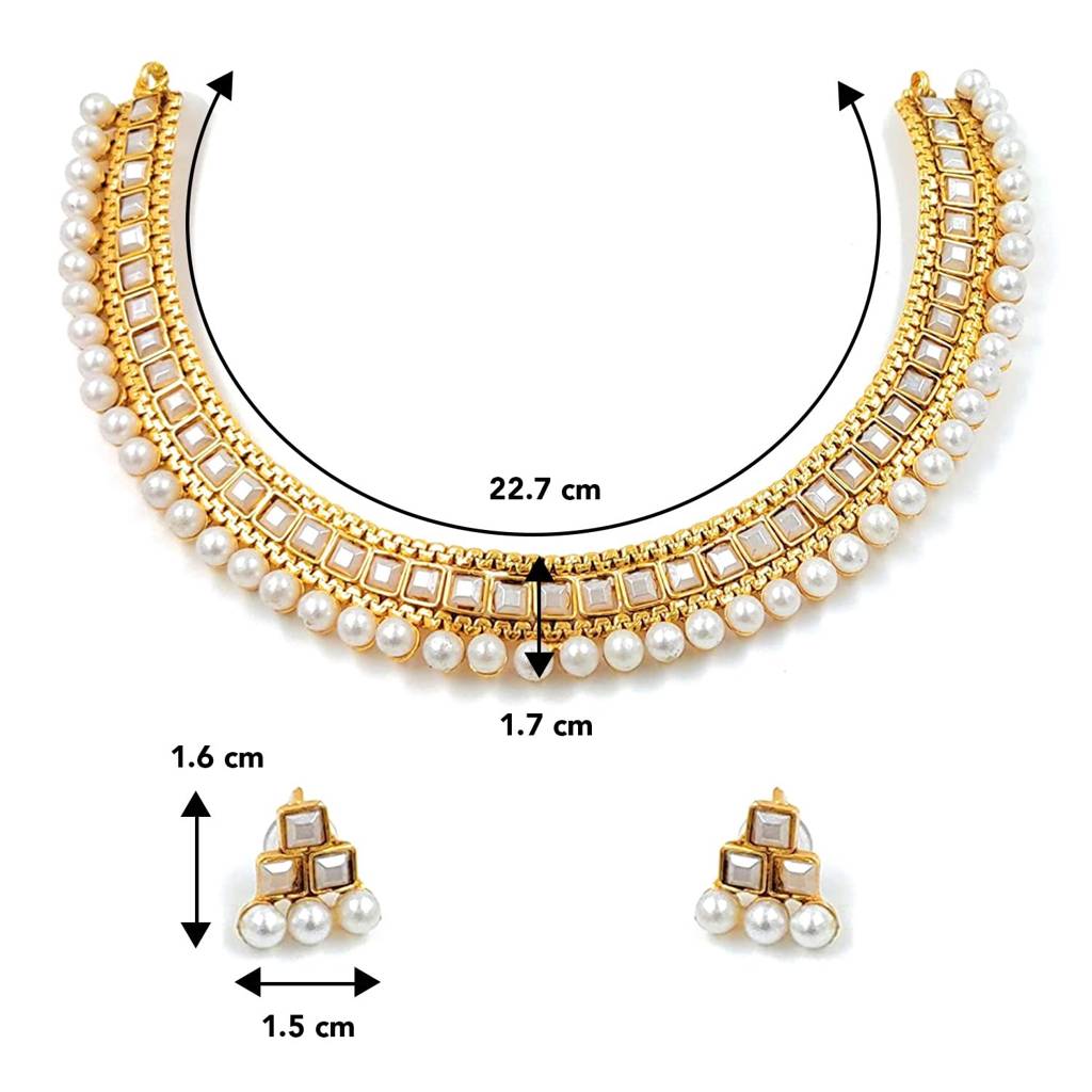 Peora Traditional Gold Plated Choker Necklace & Stud Earrings Jewellery Set For Women Girls : PF04N3391W