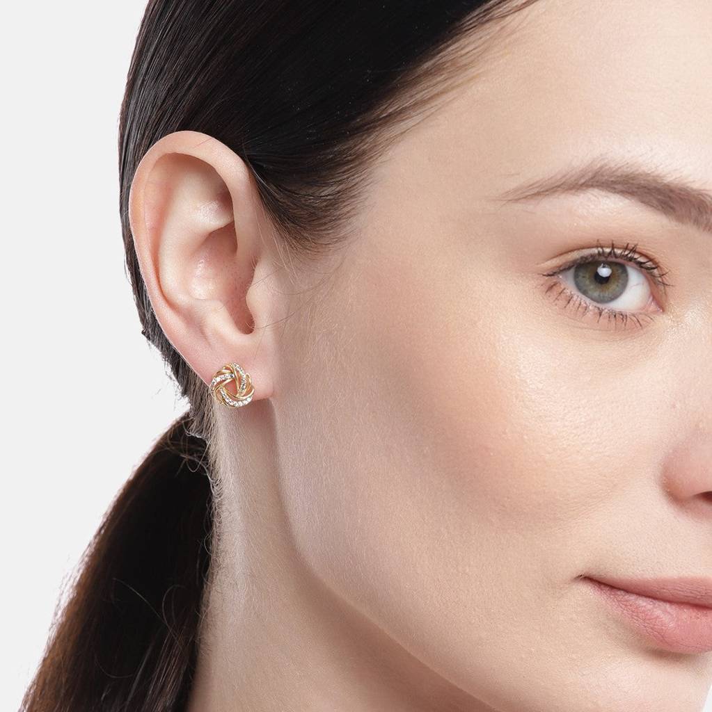 Radiant Brilliance Gold Plated 925 Sterling Silver Stud Earrings : EAR-20416