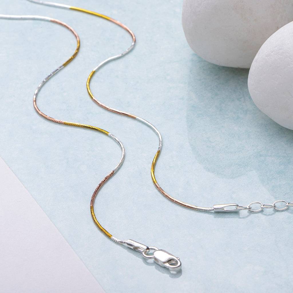 Sleek & Modern Triple Tone 925 Sterling Silver Anklet : ANK-60166-PAIR