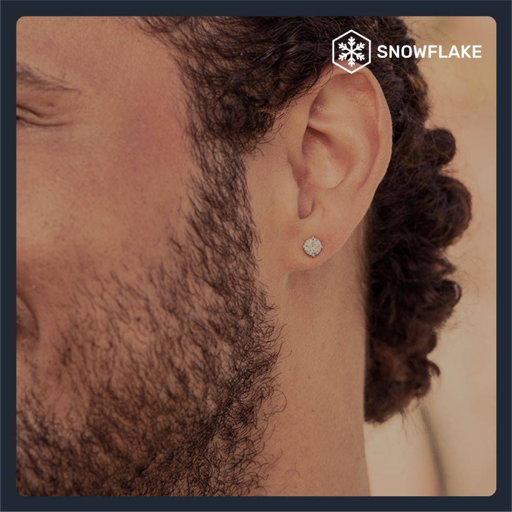 0.5 - 1 Ct Stellar Moissanite Cluster Stud - Single Piece For Men : Snowflake_earring_1ct_Men_FBA