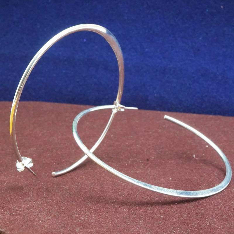 925 Pure Silver Circular Half Hoop Earrings | Silver Semicircle Earrings : TWP1168