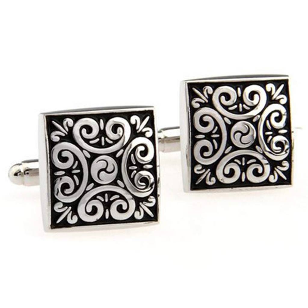 Black Square Designer Cufflinks For Men Boys Wedding Business Corporate Gift : PX9CL60