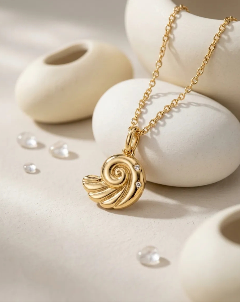 Recycled 925 Sterling Silver Coral Swirl Necklace – Handcrafted Everyday Wear : N13_G