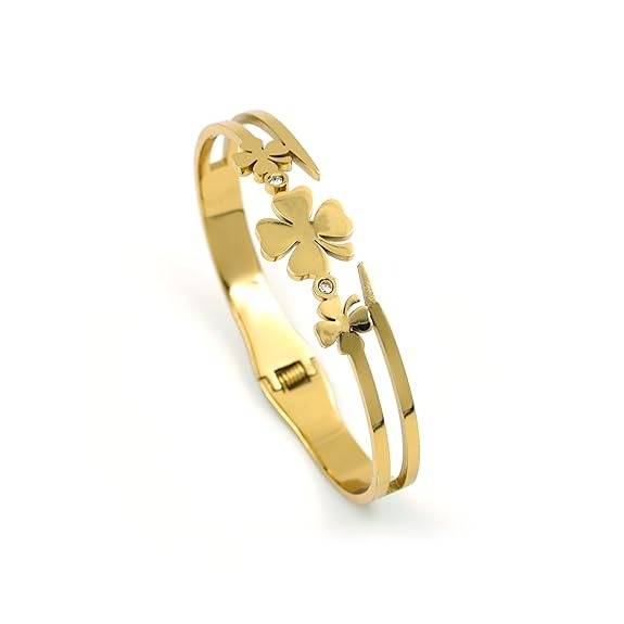 Golden Clover Charm Bracelet For Women : HSPS60MB0799