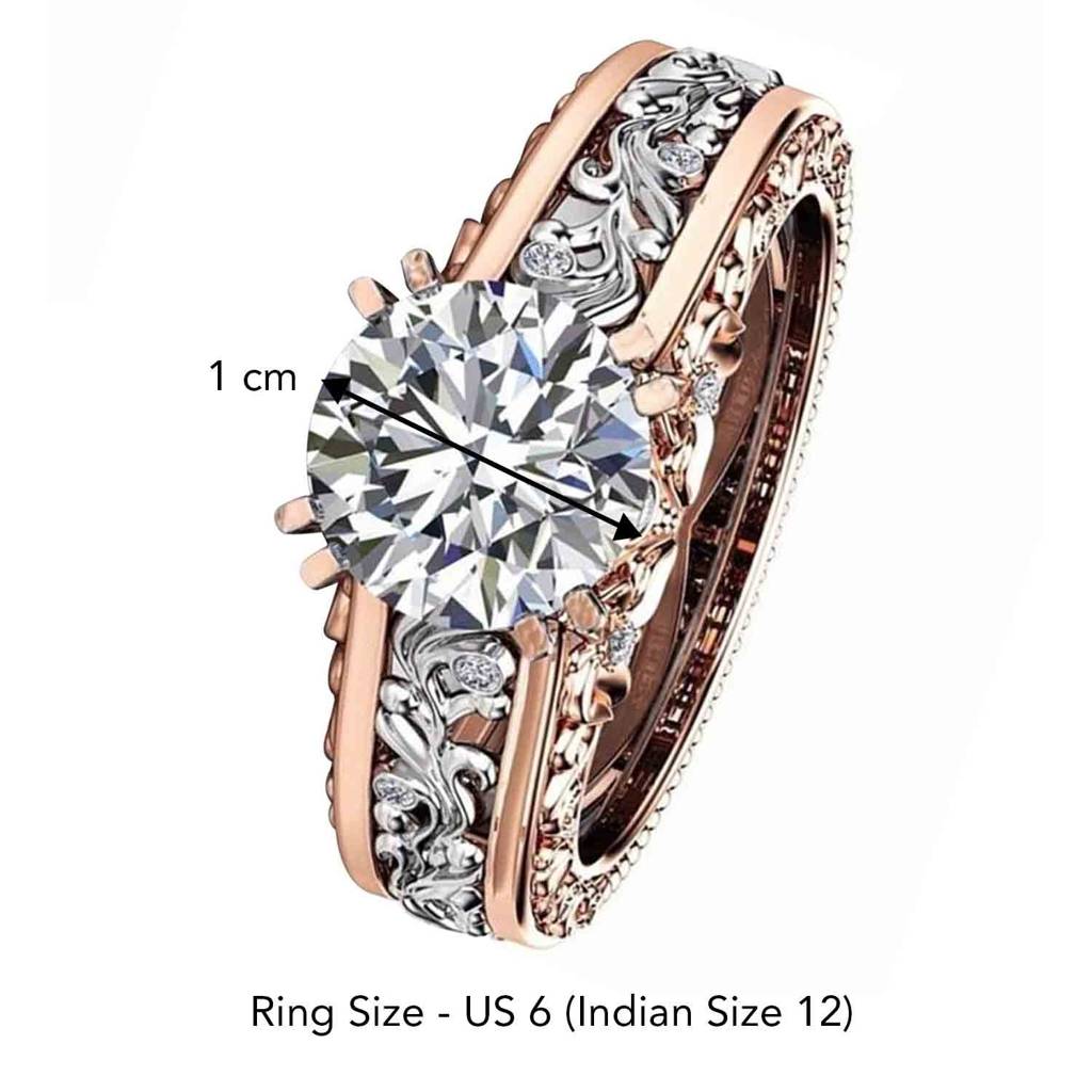 Nature Inspired Diamond Cut Cz Solitaire Ring For Women Girls : PX8R54-6