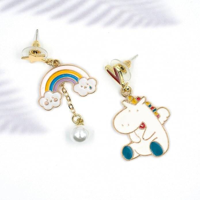 Unicorn And Rainbow Mismatched Drop Earrings : HSPS60MB0065