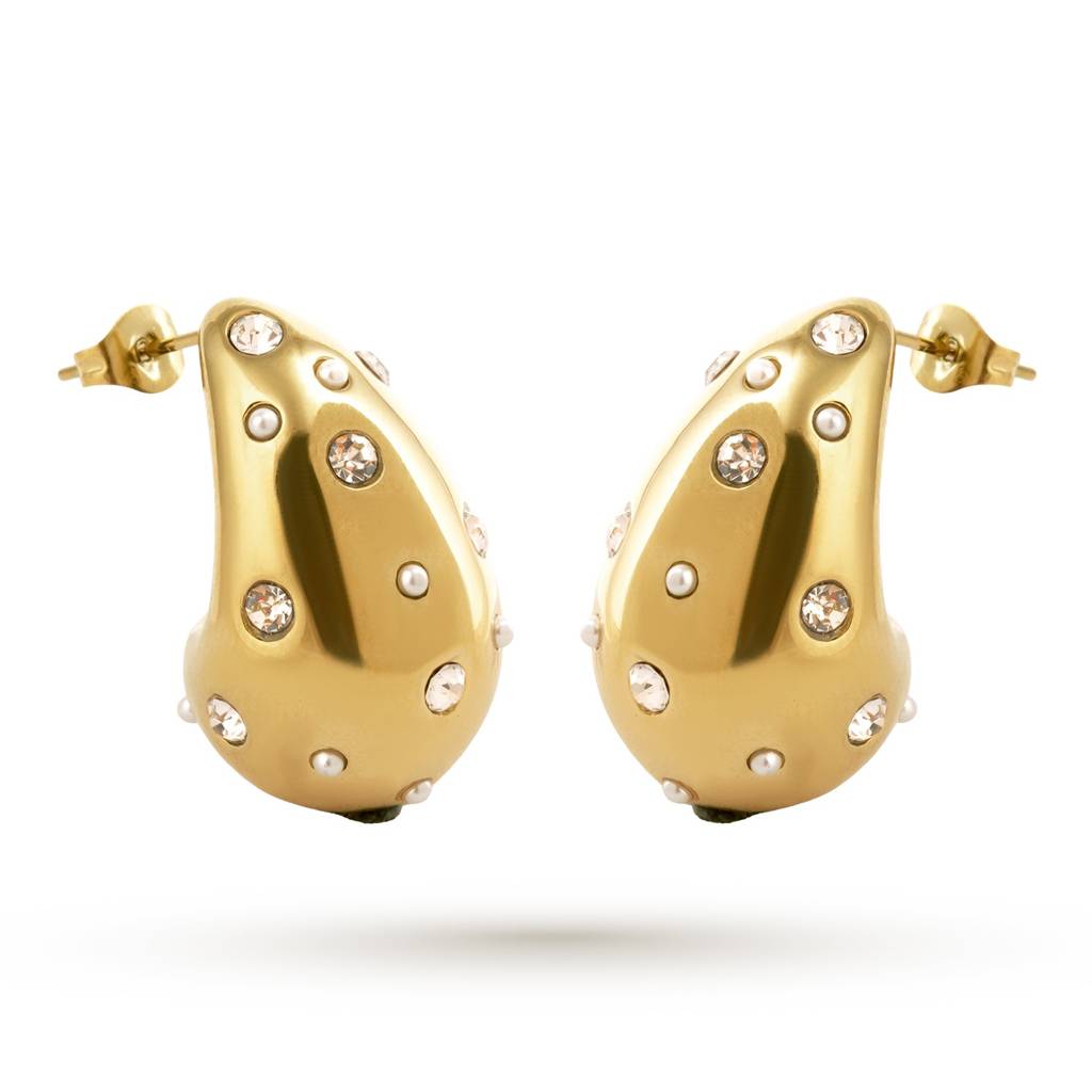 Palmonas Pearl Studded Teardrop Stud Earring For Women - Waterproof & Anti-Tarnish : ER0445