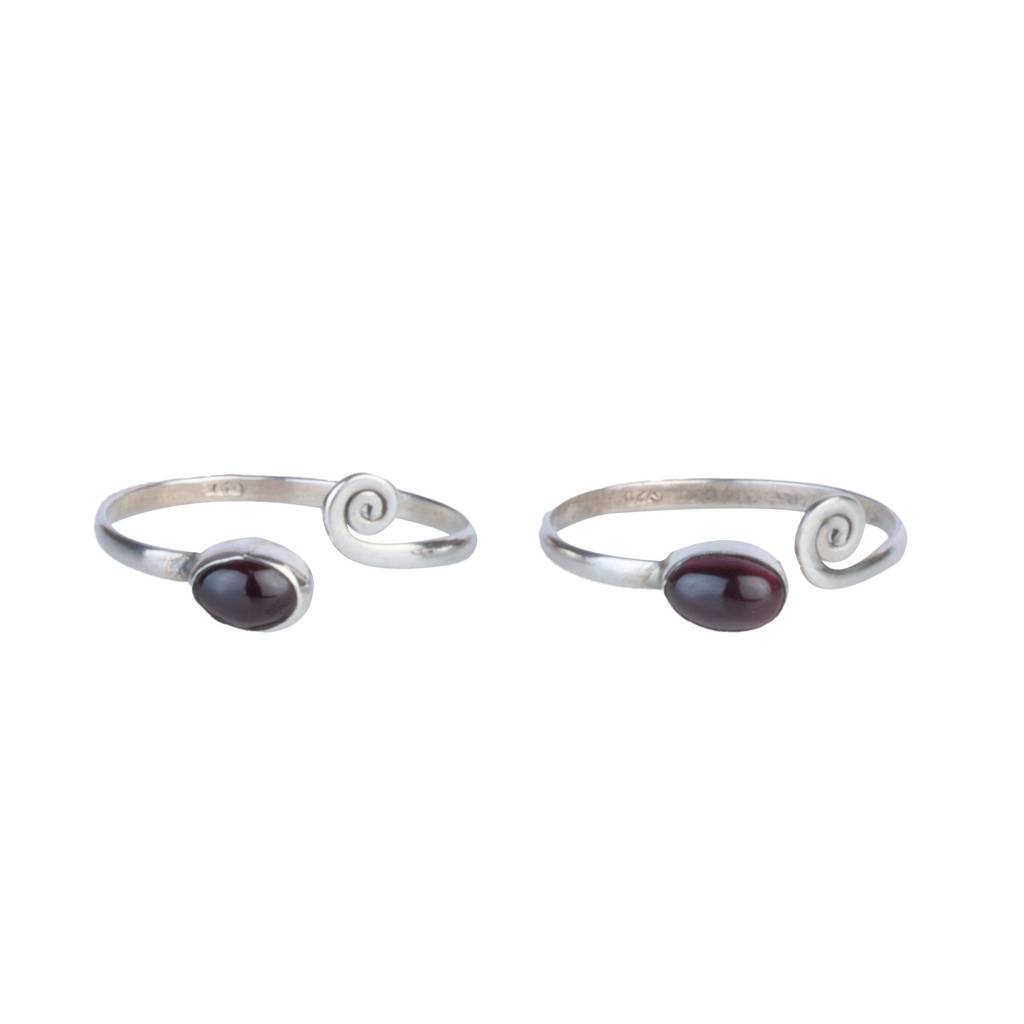 925 Sterling Silver Garnet Toe Ring For Women | Adjustable Red Gemstone Toe Ring | Minimal Jewelry : FU-0839