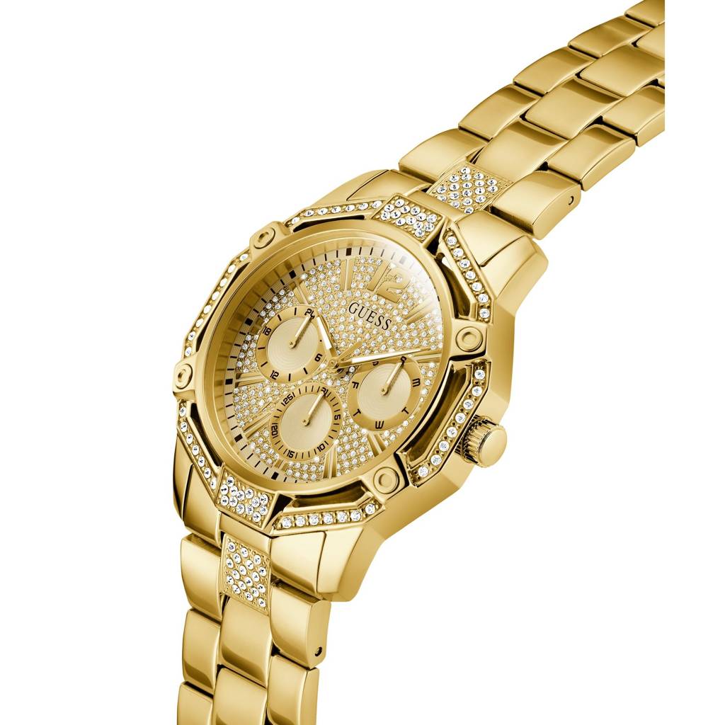 Guess Round 46Mm Champagne Dial Analog Men Watch - Gw0990G2 : GW0990G2