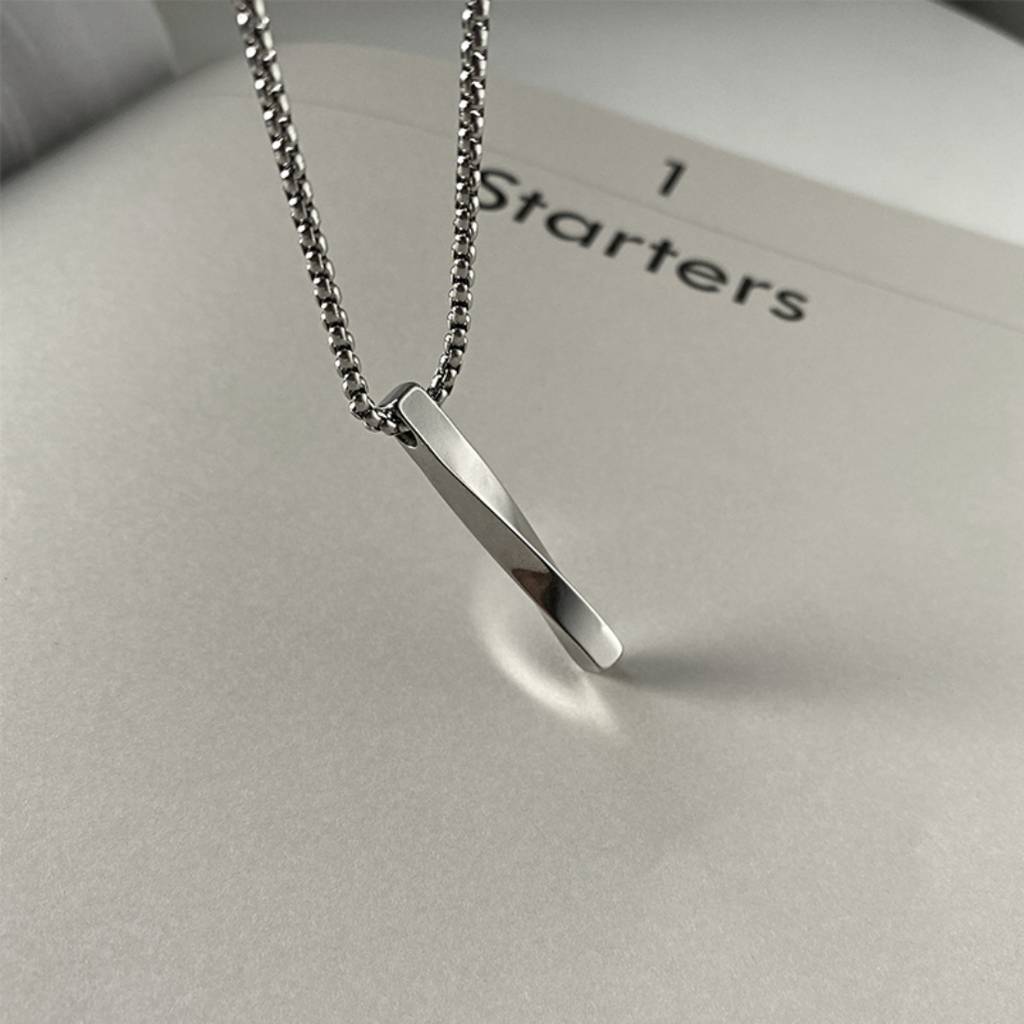 Silver Plated Stainless Steel Unisex Twisted Pendant Chain | Silver ...