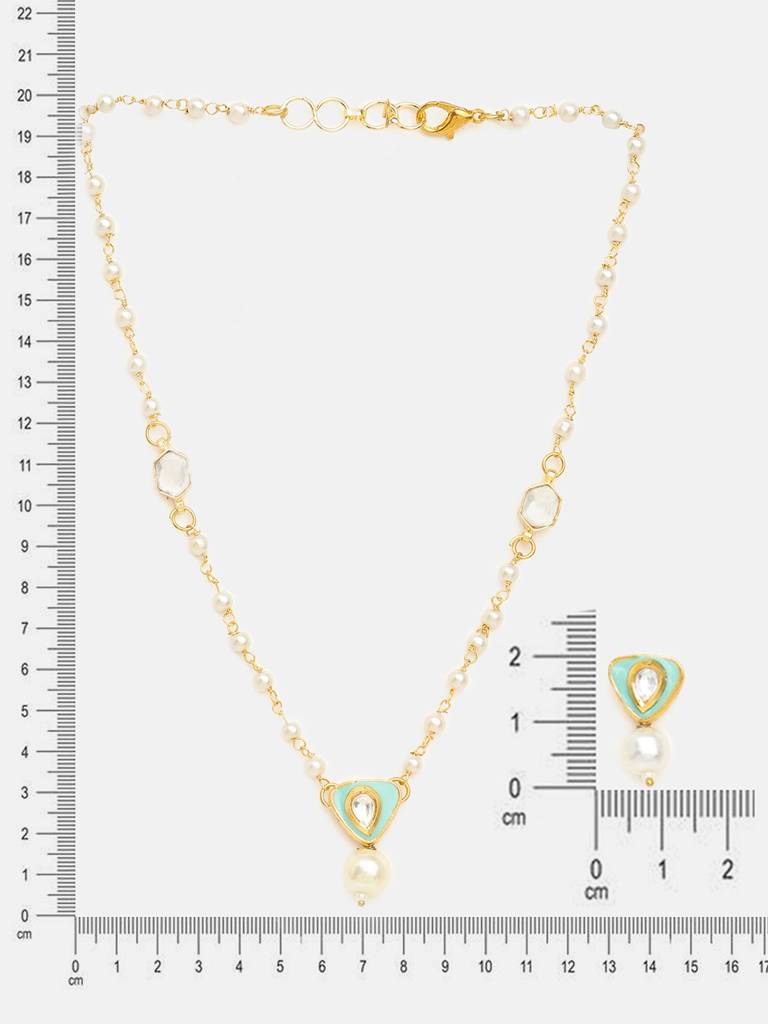 Ruby Raang Ruhani Pearl Necklace And Earrings Set : RRKDEC25-47