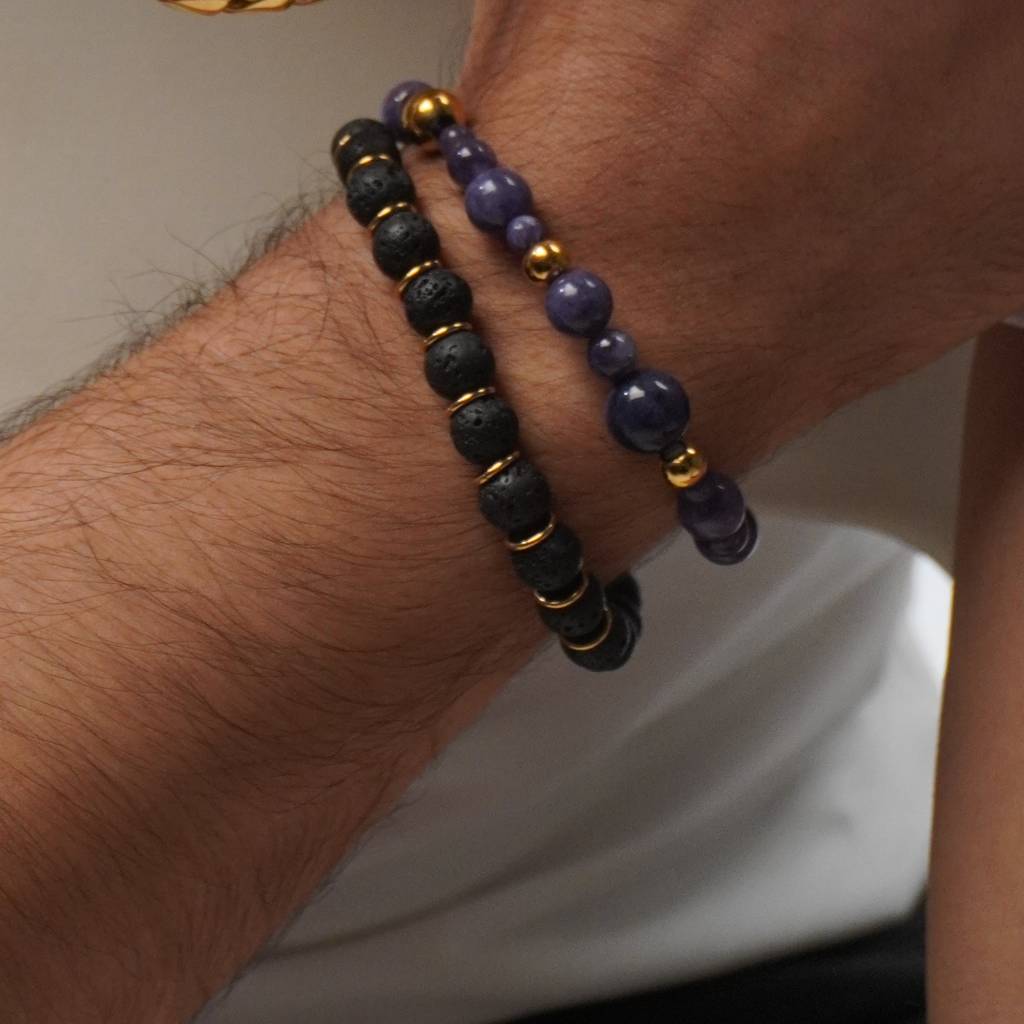 Black Lava Stones Bracelet : CL-BR-MN-01