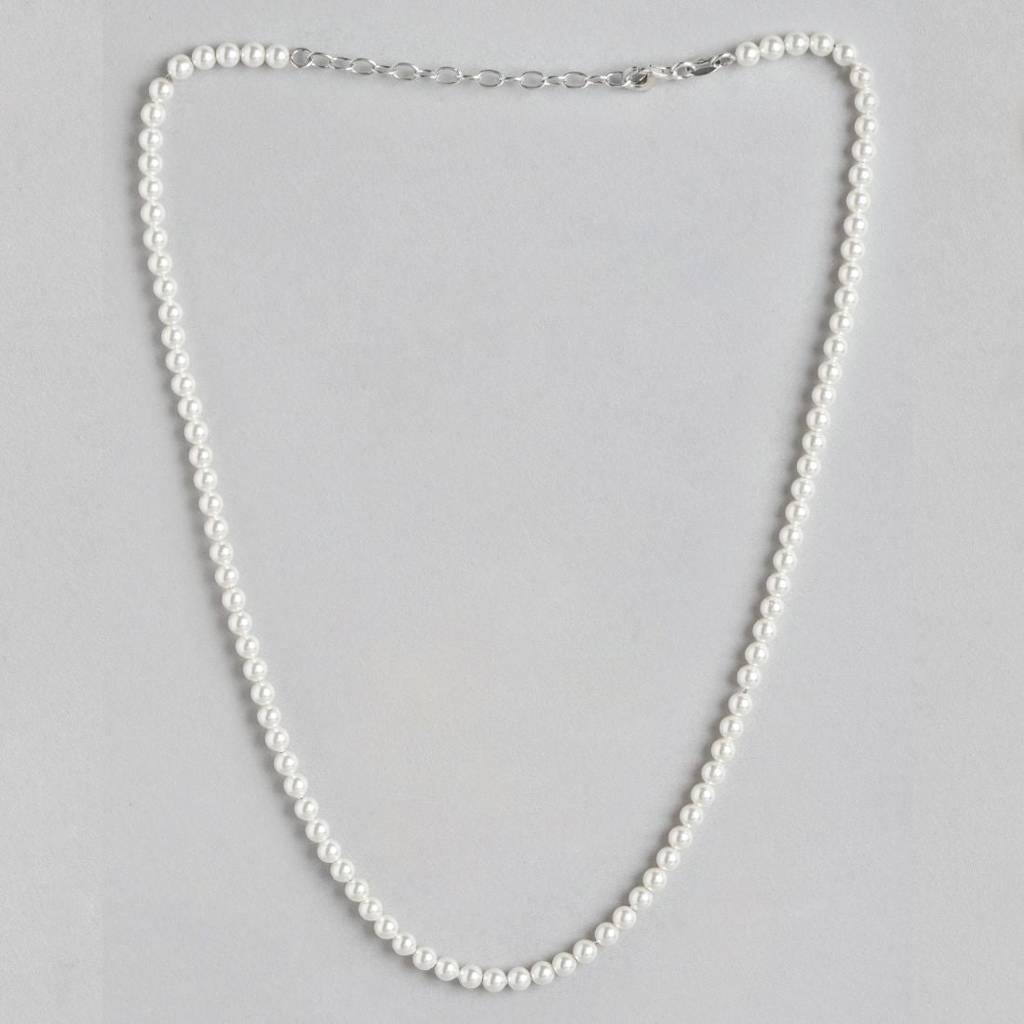 Freshwater Pearl Rhodium Plated 925 Sterling Silver Necklace : NL-30169