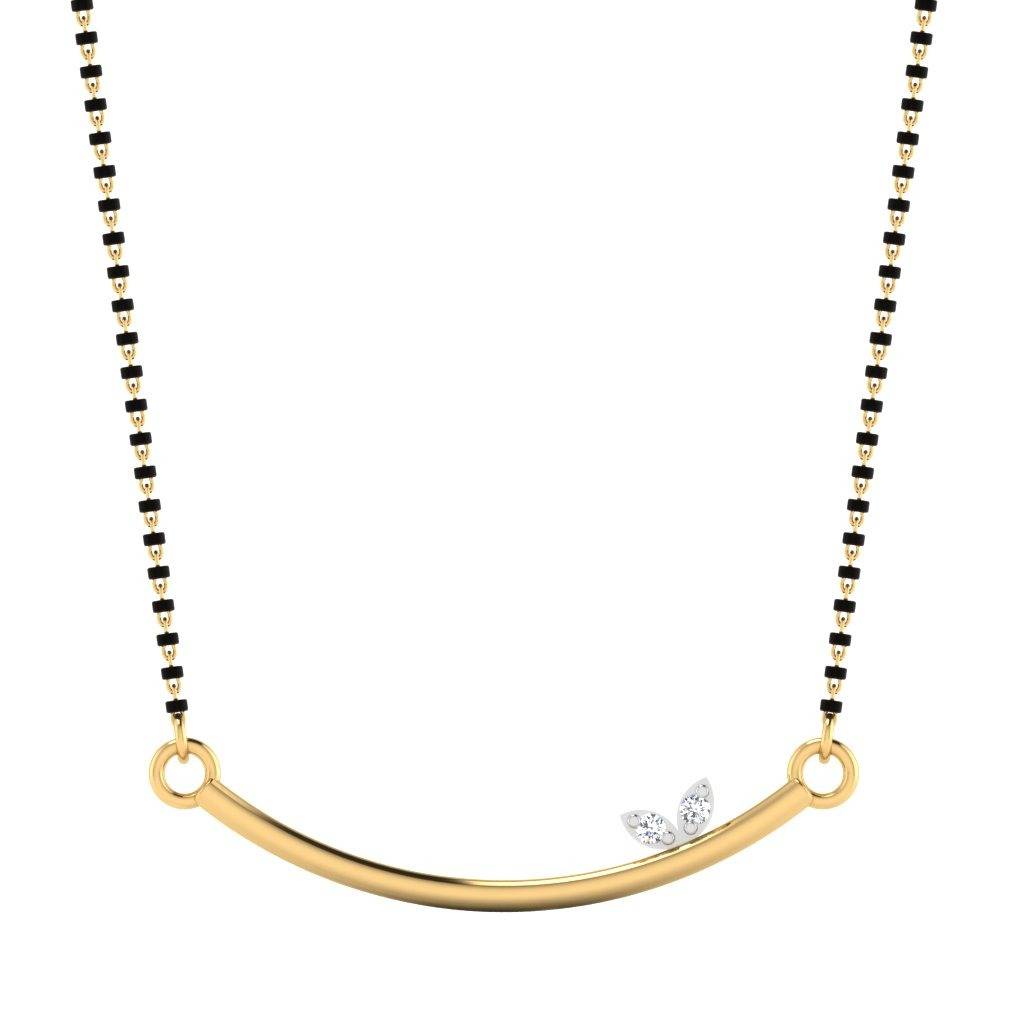Certified Natural Diamond 18K Real Gold Zaro Mangalsutra Pendant : M-0185YG