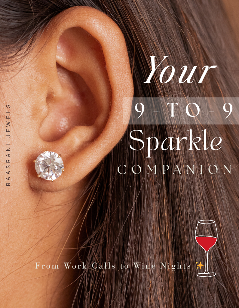 Gold-Plated Solitaire Big Stone Stud Earrings Â Stainless Steel, Premium Ad Stone, Hypoallergenic & Anti-Tarnish : S925E547SBS