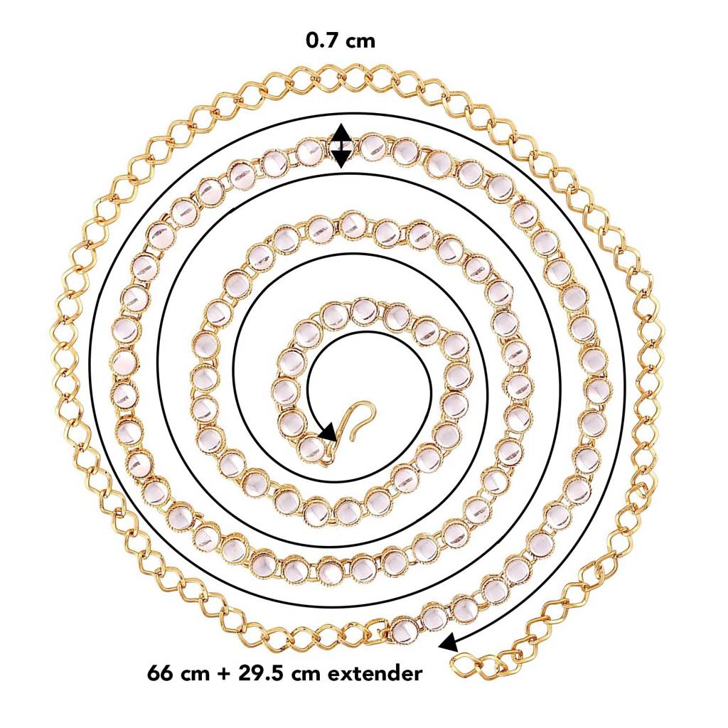Peora Traditional Jewellery Gold Plated Kundan Waist Belt Kamarband Belly Chain For Women Girls : PF37BCH020