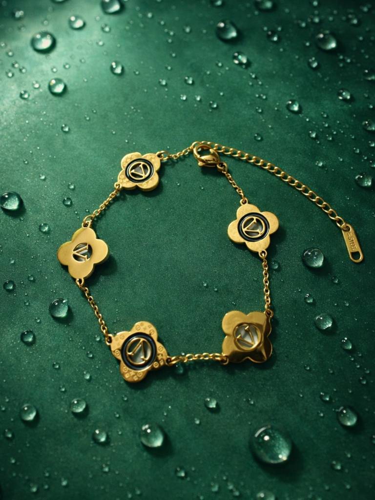 Gold Clover V Chain Bracelet – 18K Gold Plated Stainless Steel : ATCB747GCVB