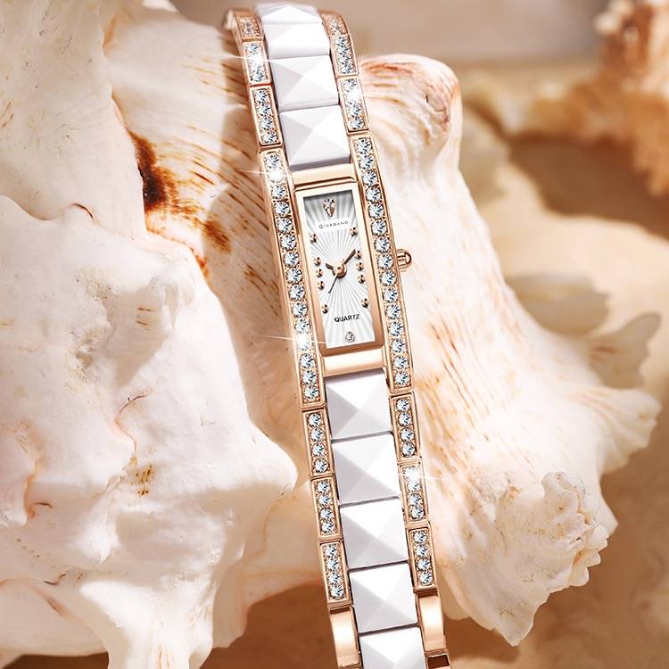 Giordano Luxury Crystal Studded Bracelet Watch For Women - Elegant Rectangular Dial, Quartz Movement And Stainle : GZ-60104-33