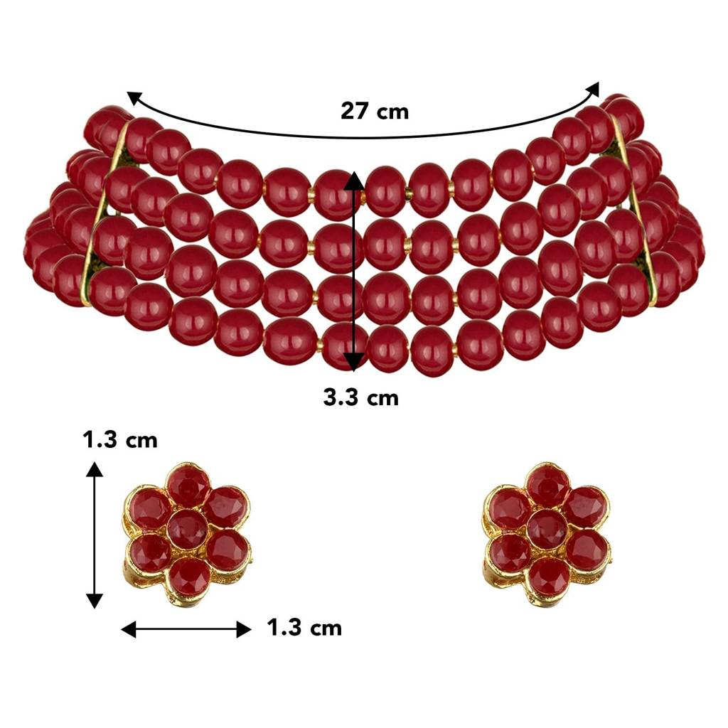 Peora Gold Plated Pearl Beaded Choker Necklace With Stud Earrings For Women Traditional Stylish Jewellery Set (Bl : PF26N1402M