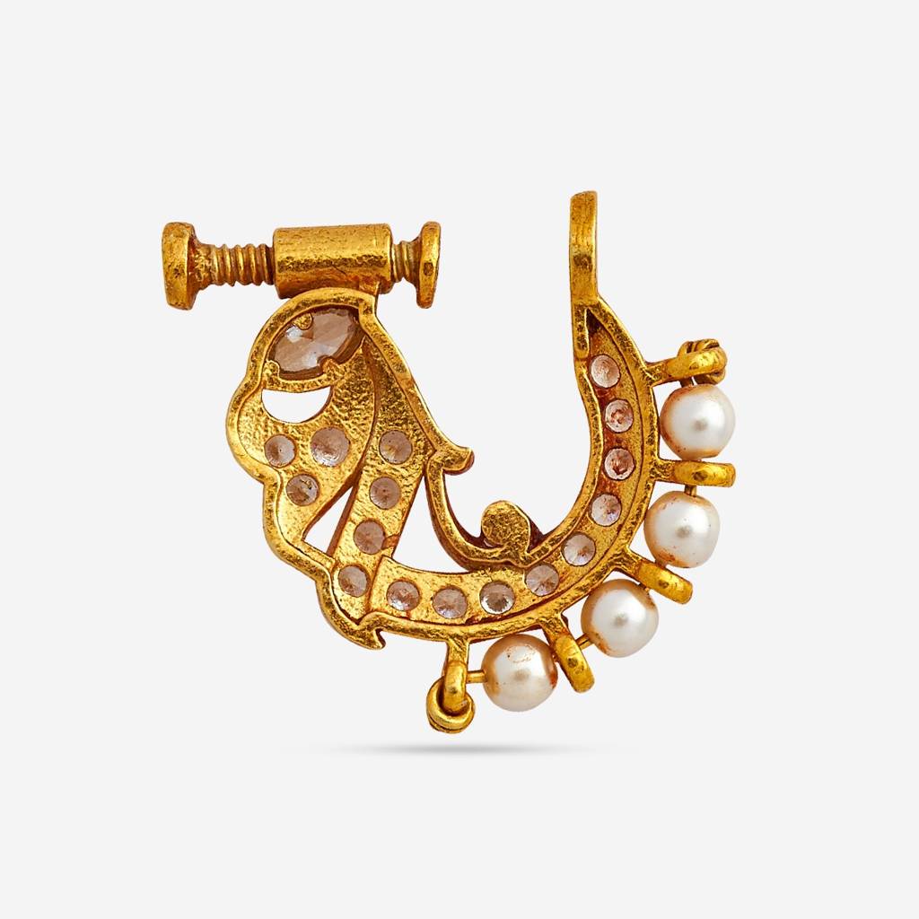 White Gold Plated Temple Nath - 448967 : 448967