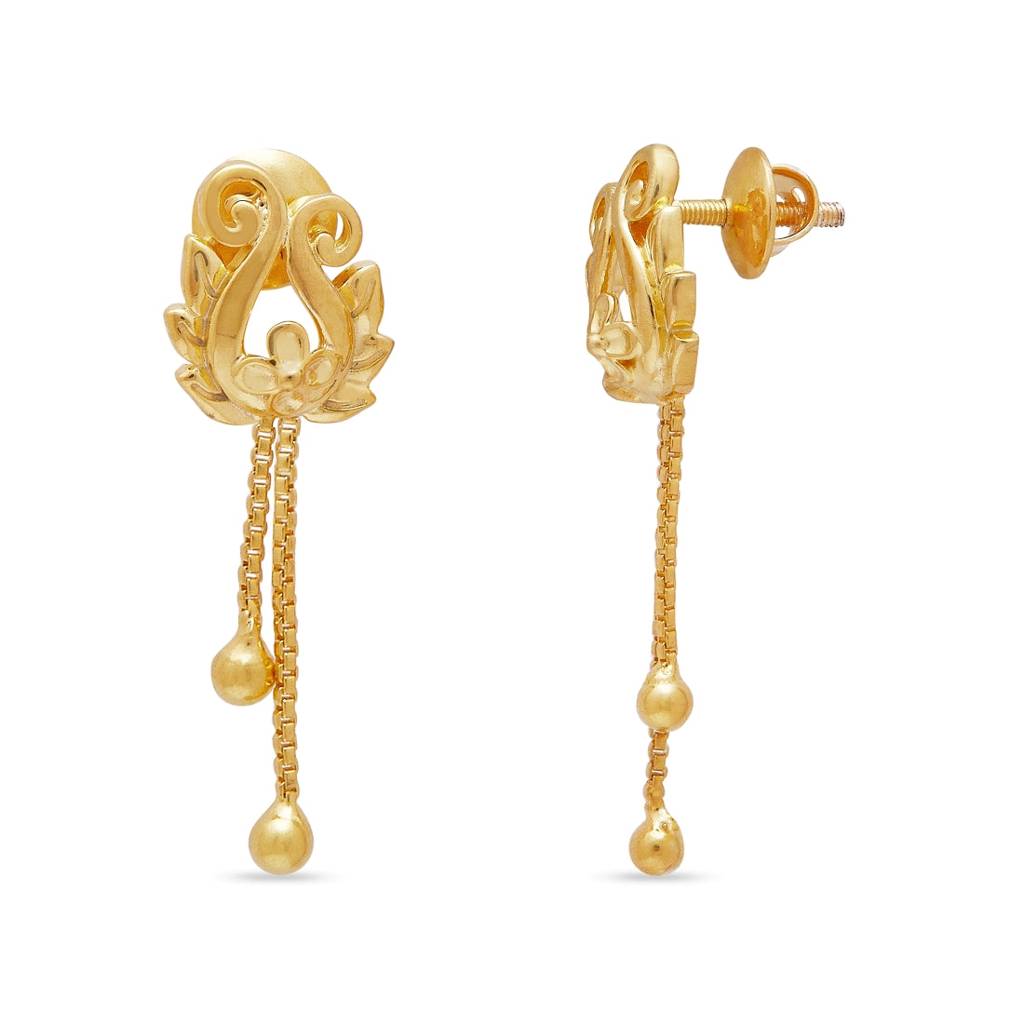 Nature'S Splendor 925 Sterling Silver Gold-Plated Flower & Leaf Earrings : EAR-20797-G
