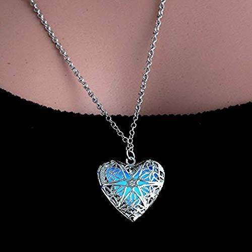 Glow-In-The-Dark Heart Of Atlantis Steampunk Style 925 Silver Plated Pendant Necklace For Girls And Women : PX8P01