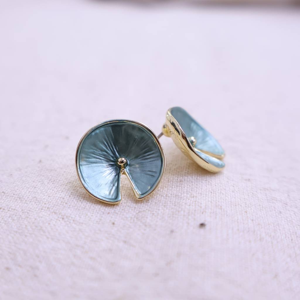 Women’S Spiral Disc Statement Necklace Set | Designer Teal & Gold Fashion Jewelry : LJPS004