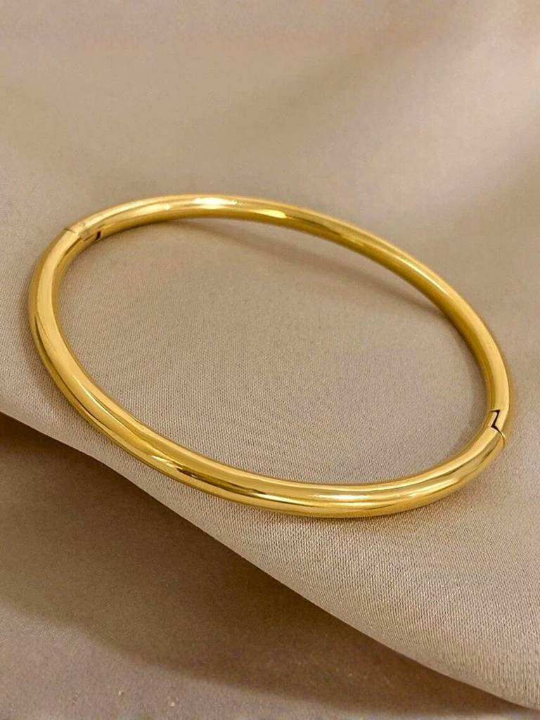 Plain Cuff Bangle Â 18K Gold Plated | Anti-Tarnish Everyday Bracelet : ATB706PCB