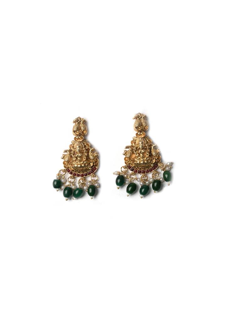 Exquisite Beads Temple Goddess Long Necklace Set : SATJS274Green