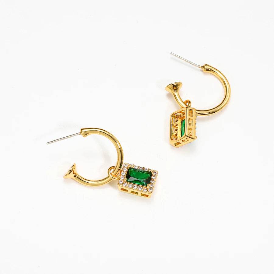 Green Baguette Earrings : MJ06