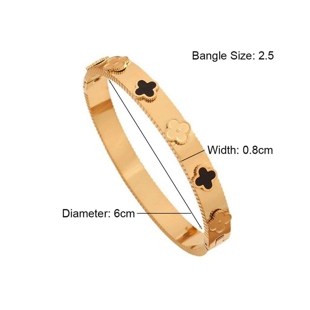 18K Gold Plated Waterproof Anti-Tarnish Clover Bangle Bracelet : ASJ0125B2310GB