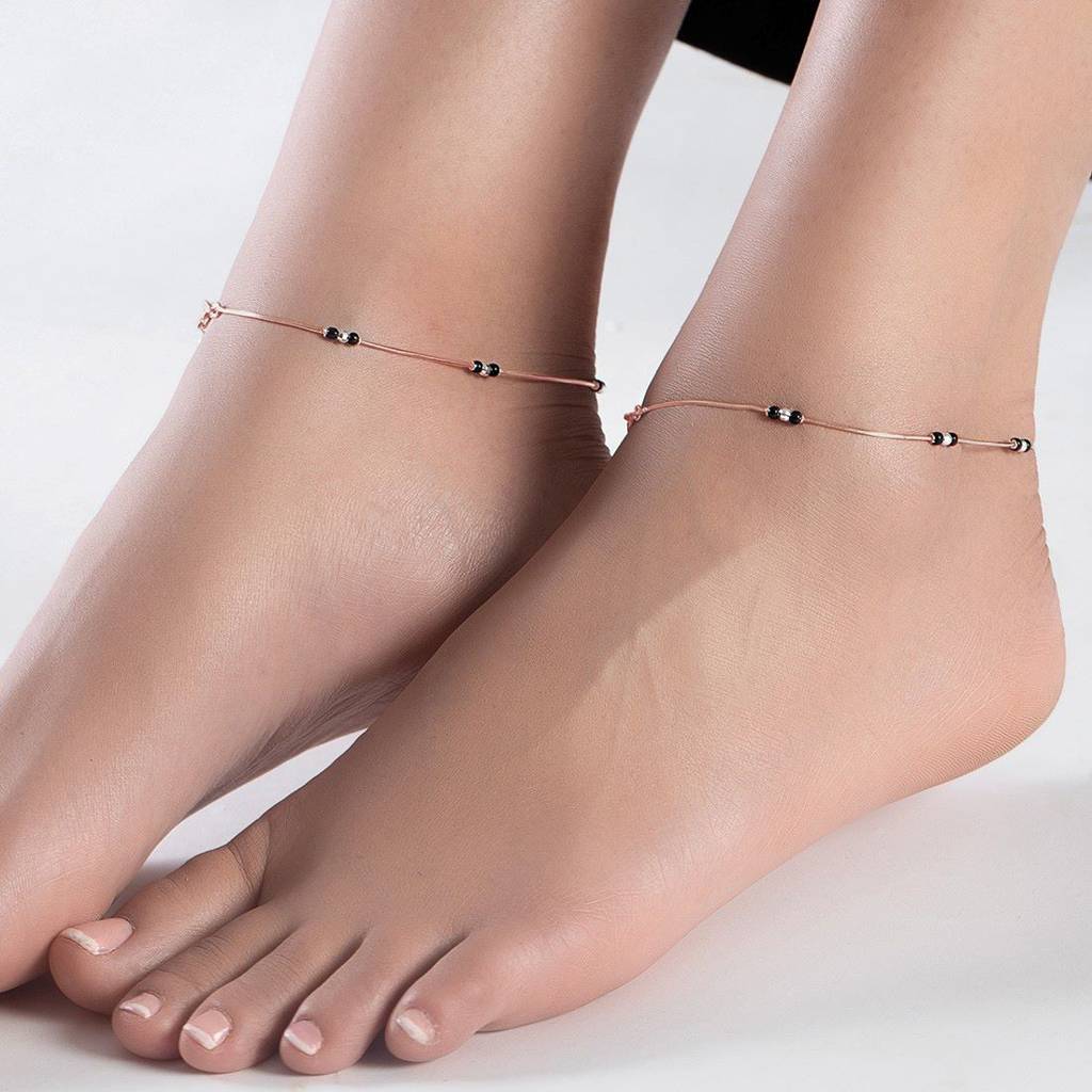 Blissful Rose Gold-Plated 925 Sterling Silver Anklet : ANK-60274-PAIR