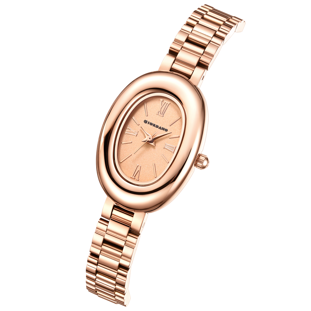 Giordano Oval Shape Dial Watch For Women – Elegant Roman Numerals, Stainless Steel Strap, Sleek Analog Design : GZ-60115-55