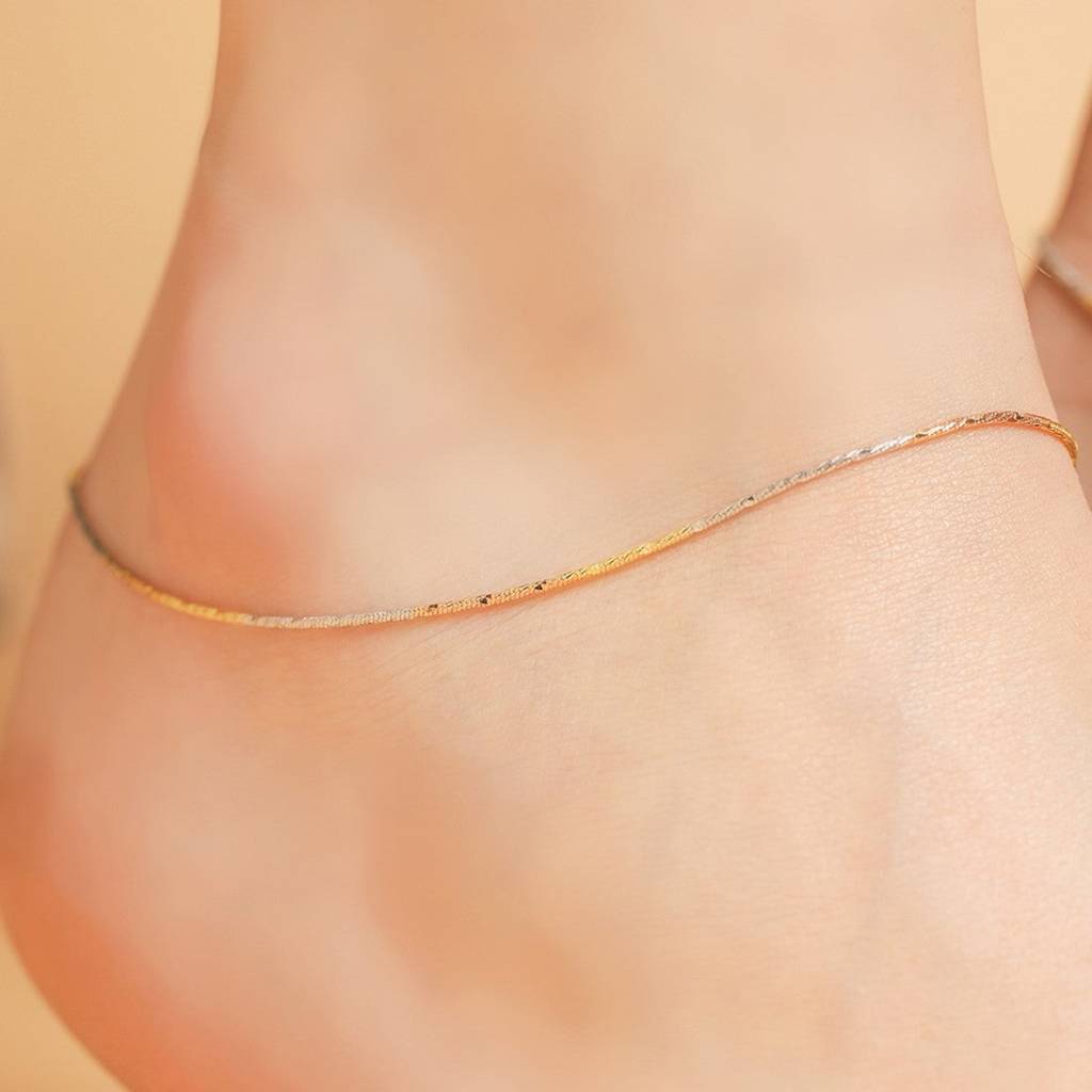 Adorable Triple Tone 925 Sterling Silver Anklet : ANK-60047-PAIR