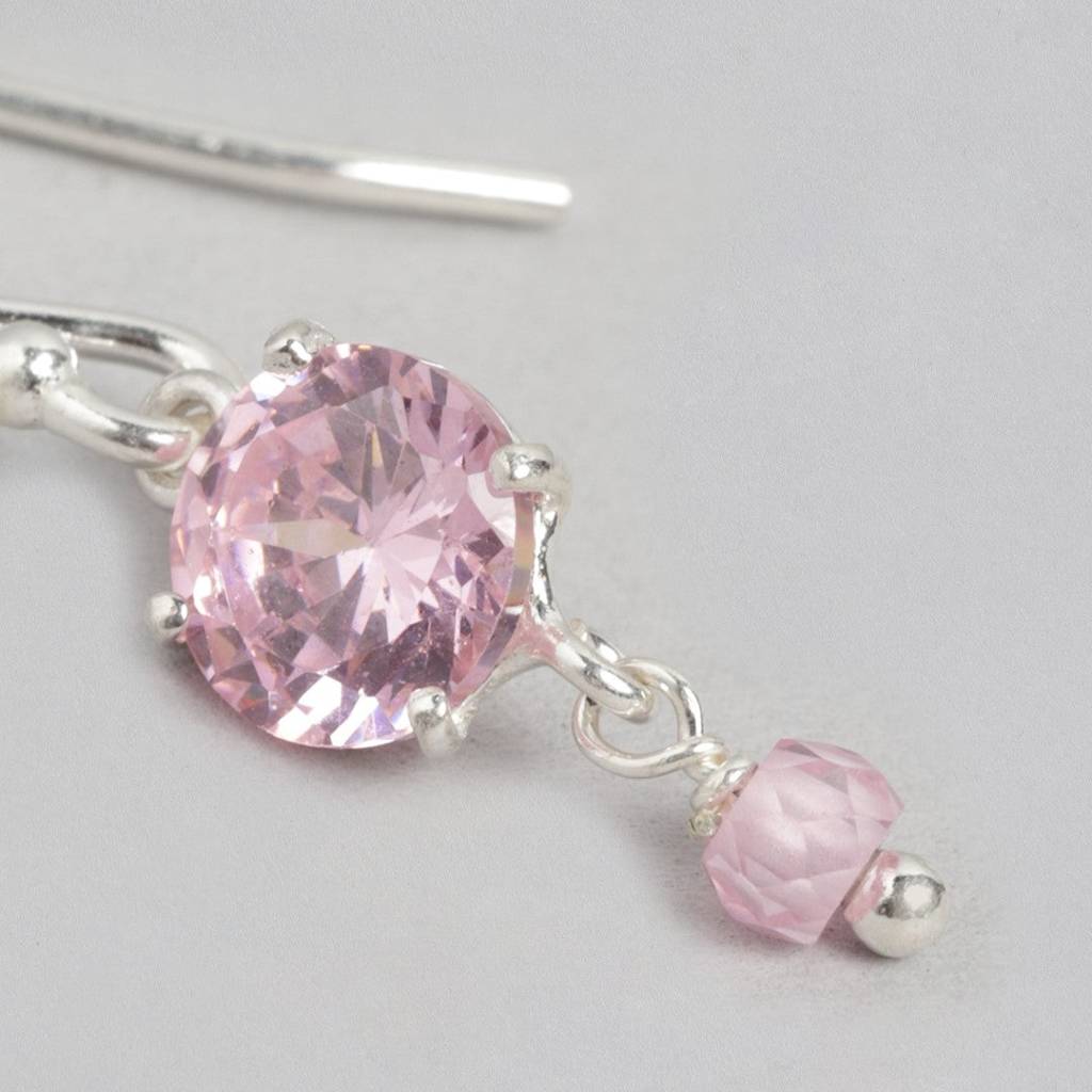 Blush Blossom Radiance Rhodium-Plated Cz 925 Sterling Silver Drop Earrings : EAR-20632-R