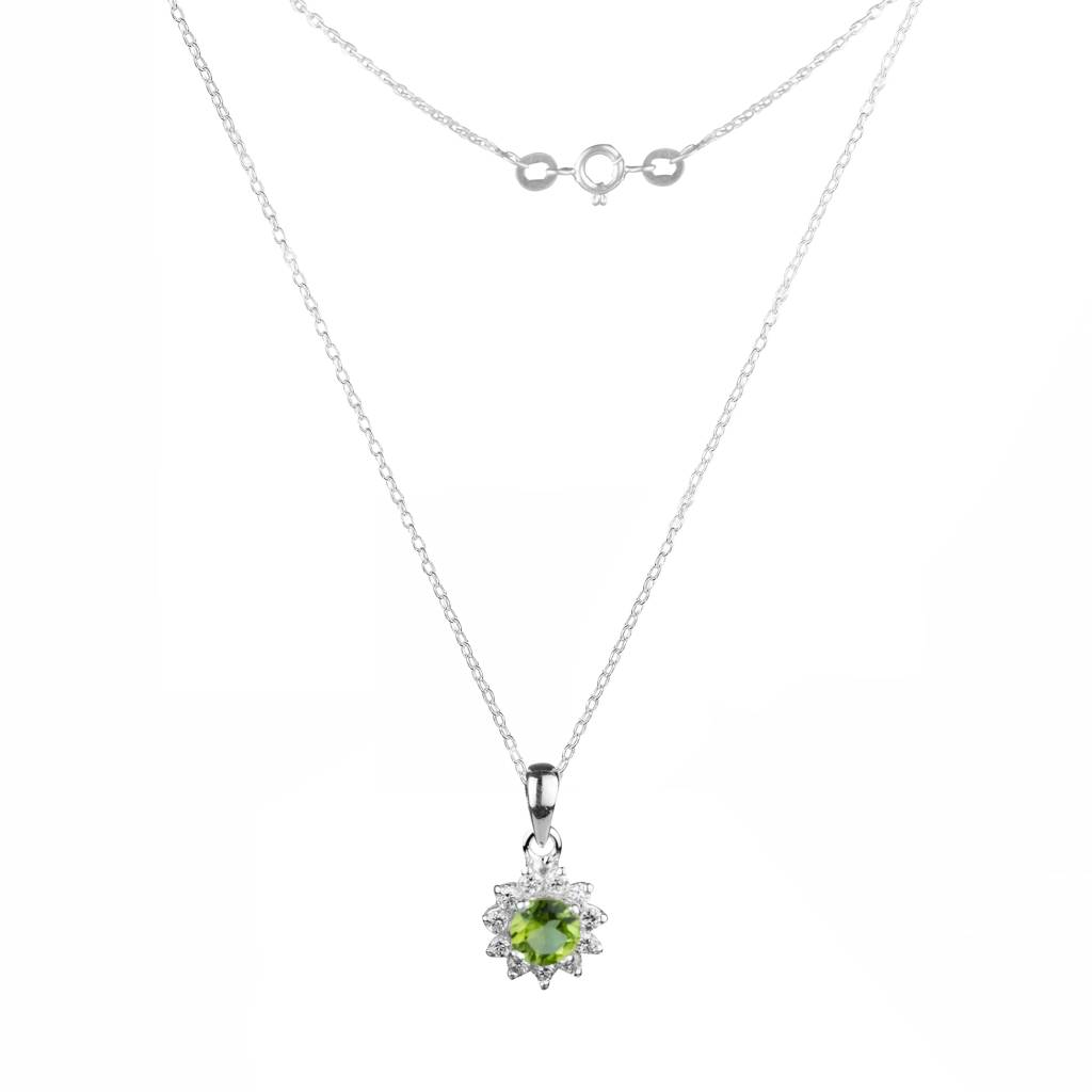 925 Sterling Silver Peridot Pendant For Women | Green Gemstone Jewelry | Without Chain : FU-0751