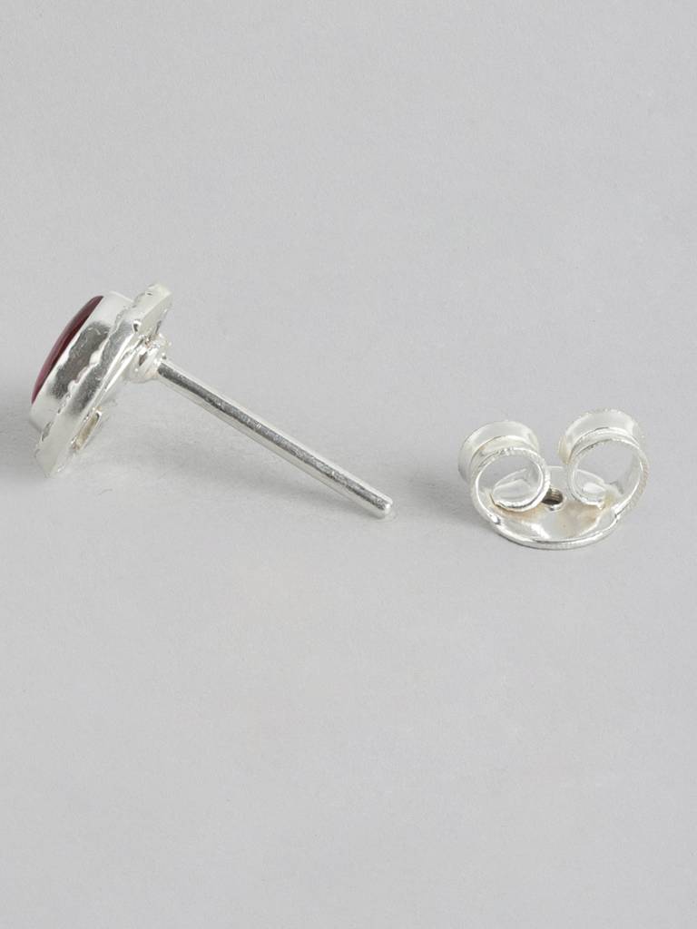92.5 Silver Girdle Red Kundan Stud Earrings : 92.5 Silver Girdle Red Kundan Stud Earrings : 92.5 Silver Girdle Red Kunda