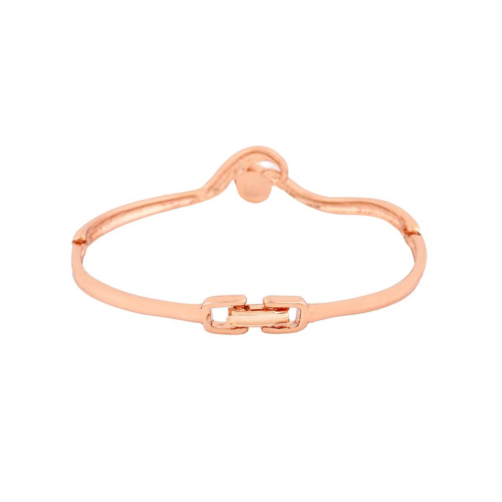 Estele Rose Gold Plated Sparkling Bracelet With White Crystals & Pearls For Girls & Women
