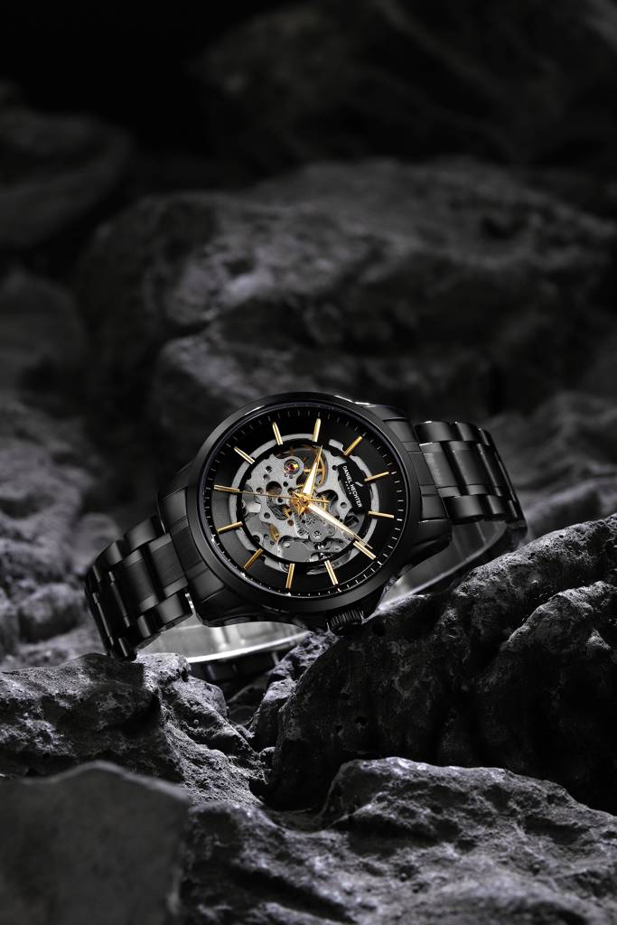 Paris Tech Collection Automatic Skeleton Wrist Watch For Men – Round Dial, Stainless Steel Strap, Mechanical Move : DHM1062-22