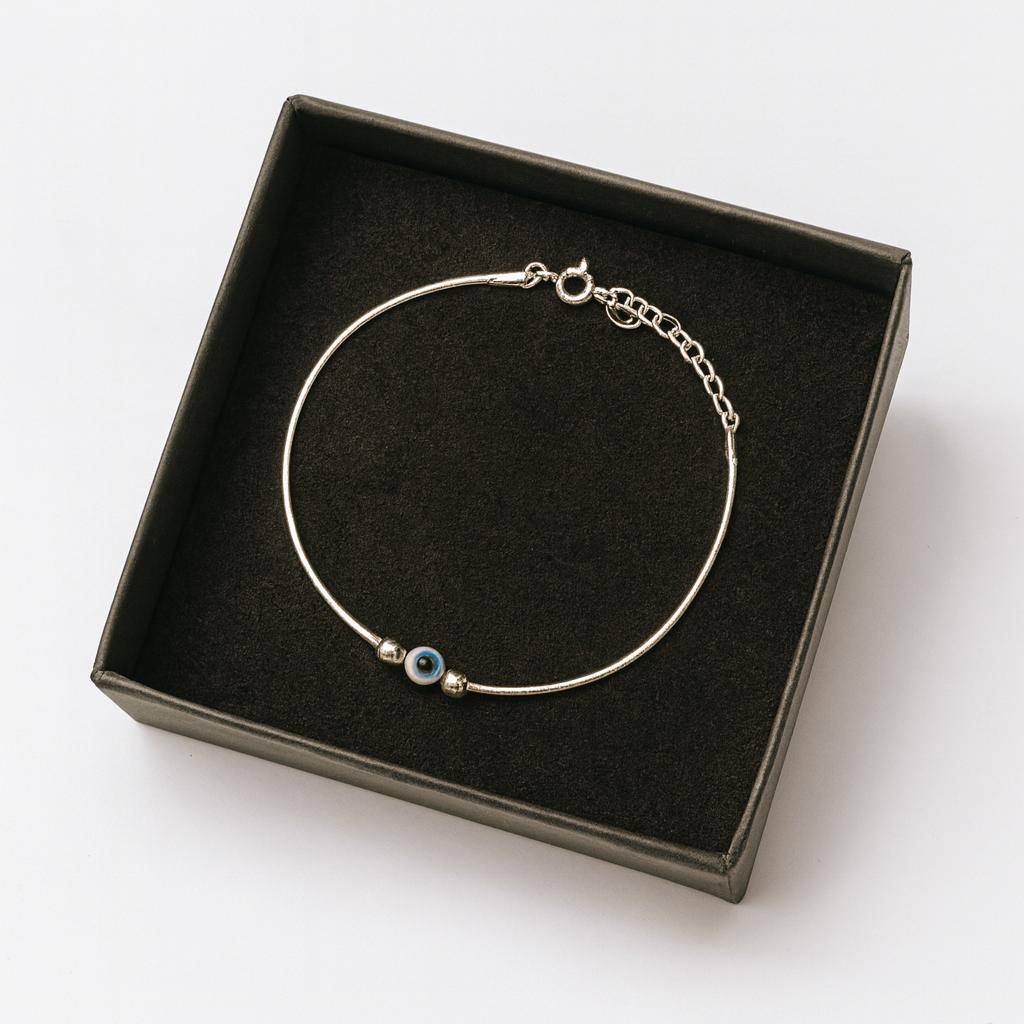 925 Pure Silver Evil Eye Bracelet : BR1094