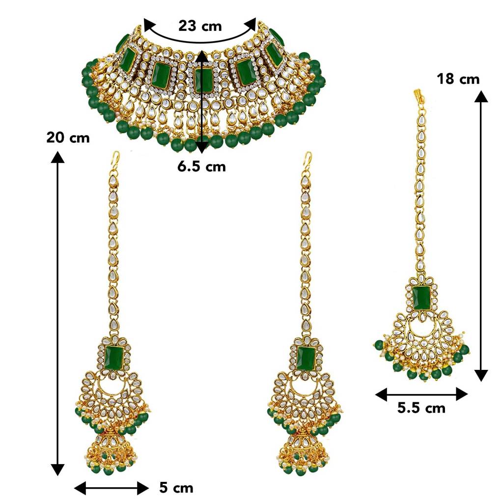 Peora Rani Padmavati Dulhan Bridal Kundan Pearl Choker Necklace With Earrings Maang Tikka For Women Girls Indian  : PF26N1383G