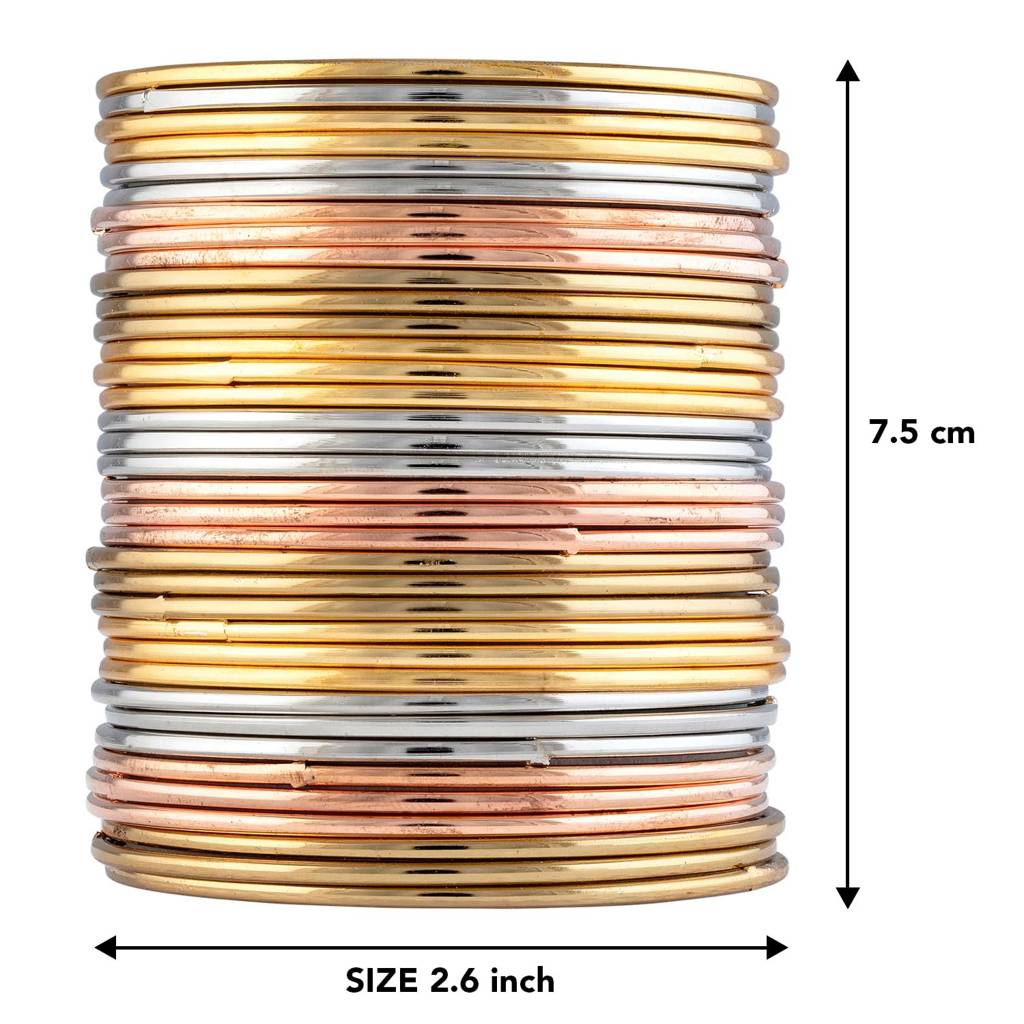 Peora Multicolor  Traditional Antique Look Oxidised Metal Bangle Set Gift For Women Girls : PF34B999ML-6