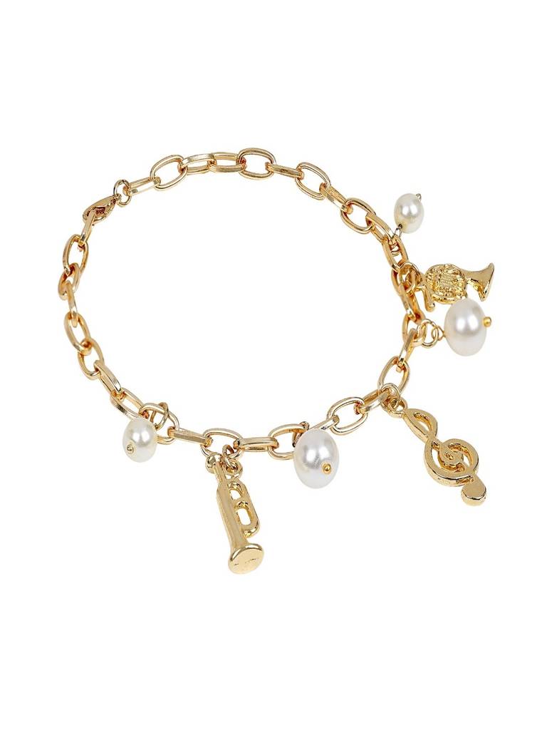 Anti-Tarnish 22Kt Gold-Plated Musical Charm Bracelet : BR07004