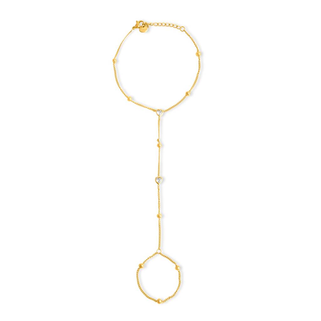 Palmonas Orbit Bead Heart Trail Hand Harness Bracelet For Women - Waterproof & Anti-Tarnish : BR0327