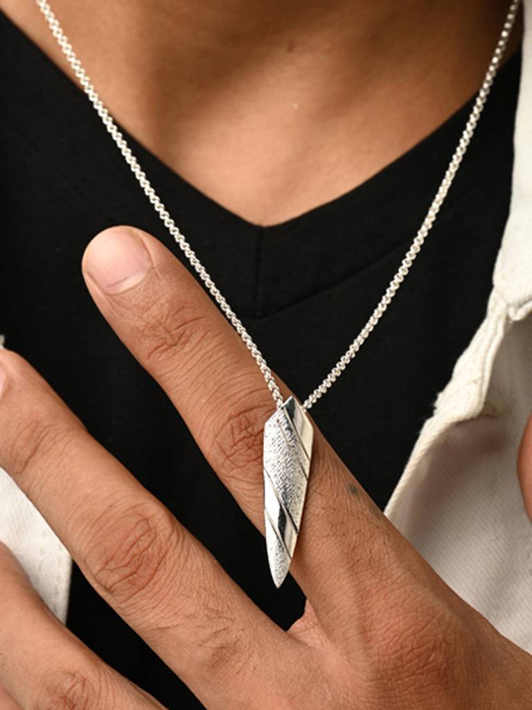 925 Silver Platinum Plated Shield Men Pendant Without Chain Gift For Men & Boys : CSMNP3_NOCHAIN